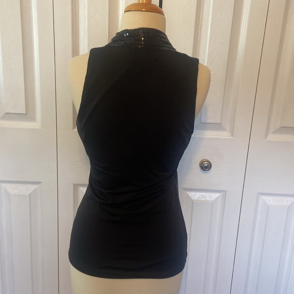 Black Sequin v neck top size small - Picture 3 of 7